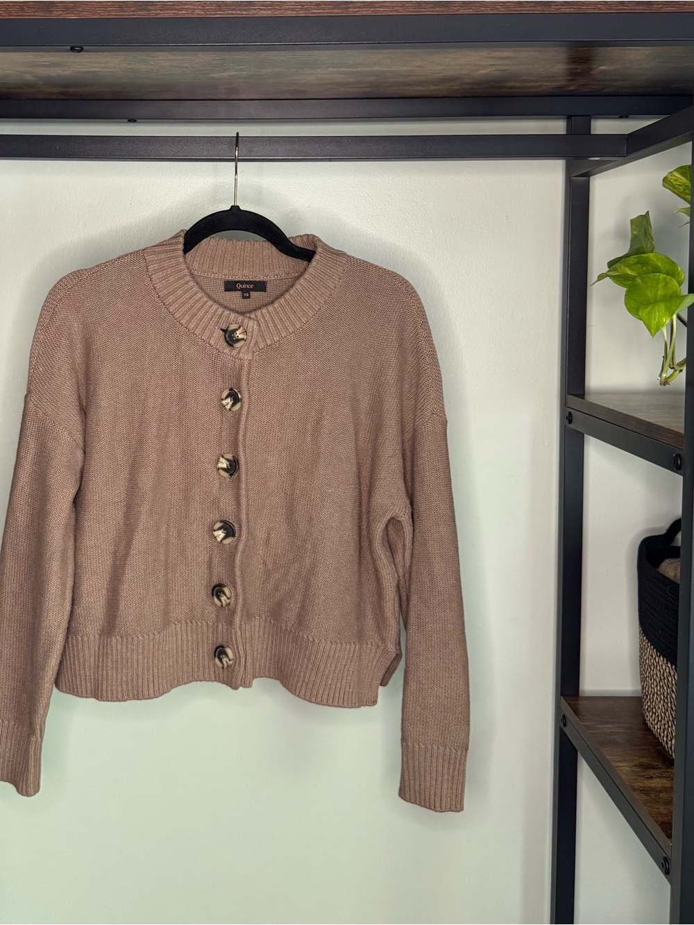 Quince Cafe au Lait Cropped Button-Front Cardigan - Picture 5 of 8